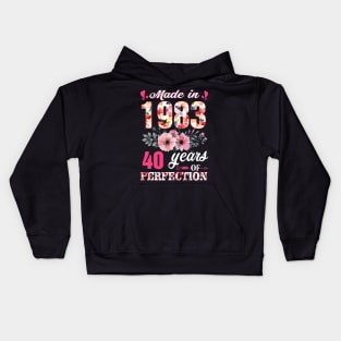 Made In 1983 Floral 40 Years Of Being Perfection Kids Hoodie